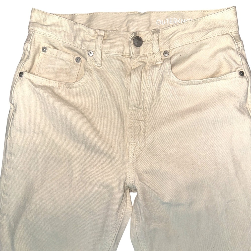Women's Outerknown High Rise Straight Leg Jeans Sustainable Denim Ivory Size 25 - Picture 2 of 5